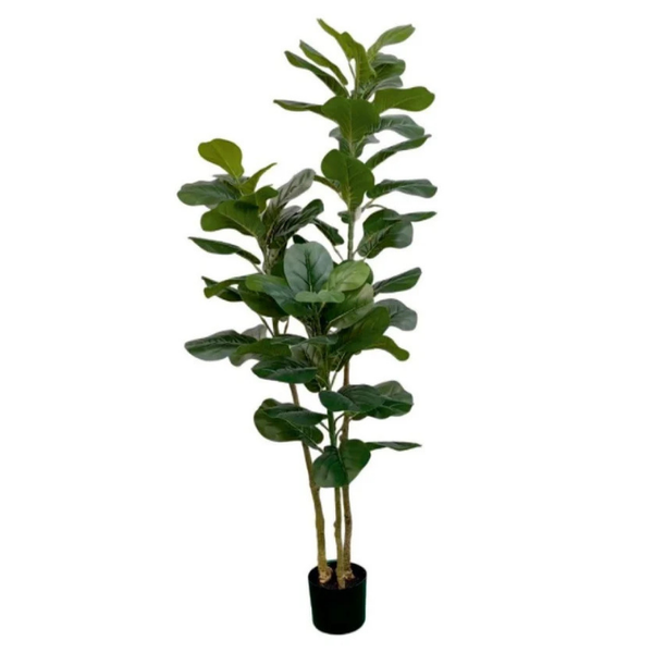 De Gardenia 150cm Artificial Fiddle Leaf Fig Plant with Pot – 3-Stem Faux Indoor Tree for Home, Office & Modern Décor