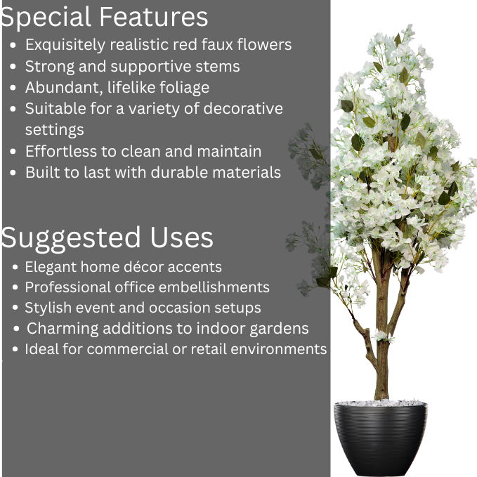 De Gardenia Artificial Bougainvillea Tree – 5.7 Feet Tall | Faux Flowering Tree with Pink Blooms for Home, Balcony & Office Décor | Indoor Outdoor UV Resistant Decorative Plant Without Pot