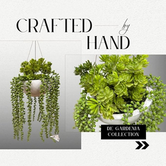 De Gardenia Artificial Hanging Plants – Fern Vine with Multicolor Flowers | Indoor & Outdoor Faux Greenery with Plastic & Wooden Pot