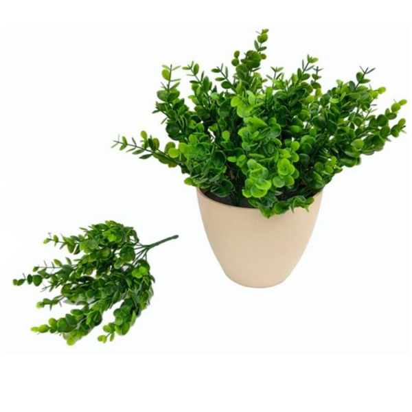 De Gardenia Plastic Eucalyptus Shrubs – 35 cm Tall Artificial Greenery | Lifelike Faux Foliage for Home, Office & Décor
