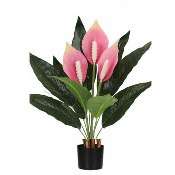 De Gardenia Artificial Peach Lily – Pink Faux Flower Plant Without Pot | 40CM Decorative Floral Stem for Home, Office & Event Décor