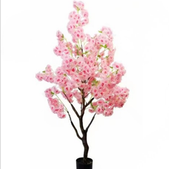 De Gardenia Pink Blossom Tree – 180 cm Tall Artificial Flowering Tree Without Pot | Lifelike Faux Floral Décor for Home & Office