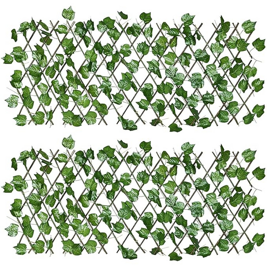 De Gardenia 2 Pack Expandable Privacy Screen – Artificial Leaf Ivy Fencing Panel for Balcony, Patio & Outdoor Privacy Décor (Single-Sided Leaves)