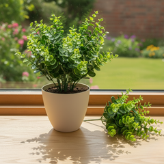 De Gardenia Plastic Eucalyptus Shrubs – 35 cm Tall Artificial Greenery | Lifelike Faux Foliage for Home, Office & Décor