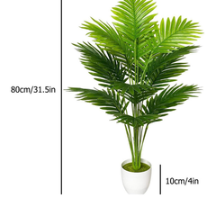 De Gardenia Artificial Areca Palm Plant with White Pot – 75 cm Tall Realistic Faux Green Plant for Indoor & Outdoor Decor