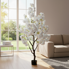 De Gardenia Pink Blossom Tree – 180 cm Tall Artificial Flowering Tree Without Pot | Lifelike Faux Floral Décor for Home & Office