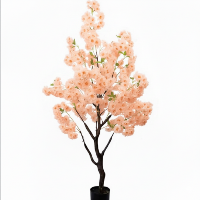 De Gardenia Pink Blossom Tree – 180 cm Tall Artificial Flowering Tree Without Pot | Lifelike Faux Floral Décor for Home & Office