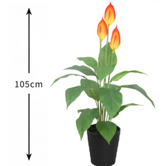 De Gardenia 105CM Artificial Spathe Plant (Orange/Pink/White) – Tall Decorative Faux Flowering Plant for Home, Office & Event Décor