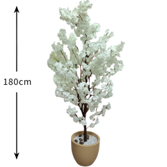 De Gardenia Artificial White Blossom Tree – 180CM Faux Flowering Tree Without Pot | Elegant Decorative Plant for Home, Office & Event Décor