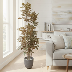 De Gardenia Artificial Red Machira Plant – 180CM Tall Faux Tree Without Pot | Bold Decorative Plant for Home, Office & Event Décor