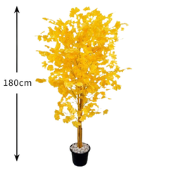 De Gardenia Good Luck Yellow Plant – 180 cm Tall Artificial Plant Without Pot | Lifelike Faux Greenery for Home & Office Décor
