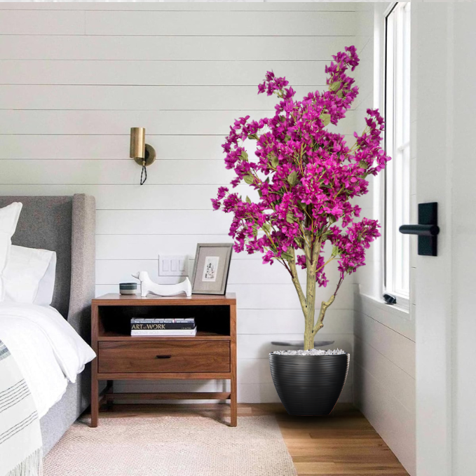 De Gardenia Artificial Bougainvillea Tree – 5.7 Feet Tall | Faux Flowering Tree with Pink Blooms for Home, Balcony & Office Décor | Indoor Outdoor UV Resistant Decorative Plant Without Pot