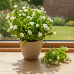 De Gardenia Plastic Greenery with White Flowers – 30 cm Tall Artificial Plant | Lifelike Faux Foliage for Home, Office & Décor
