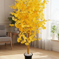 De Gardenia Good Luck Yellow Plant – 180 cm Tall Artificial Plant Without Pot | Lifelike Faux Greenery for Home & Office Décor