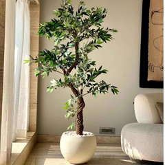 De Gardenia Twisted Olive Tree – 180 cm Tall Artificial Plant Without Pot | Lifelike Faux Indoor & Outdoor Greenery