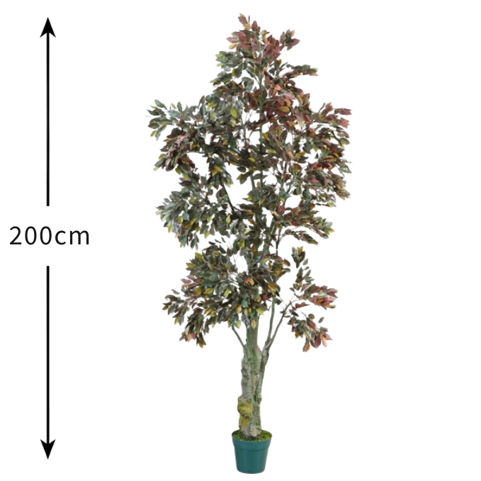 De Gardenia Ficus Red – 200 cm Tall Artificial Plant with Pot | Lifelike Faux Indoor & Outdoor Greenery