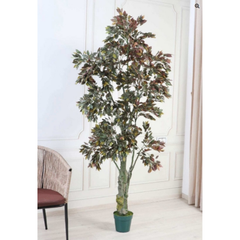 De Gardenia Ficus Red – 200 cm Tall Artificial Plant with Pot | Lifelike Faux Indoor & Outdoor Greenery