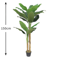 De Gardenia Banana Plant X2 – 150 cm Tall Artificial Plant with 17 Lifelike Leaves Without Pot | Faux Tropical Greenery for Home & Office