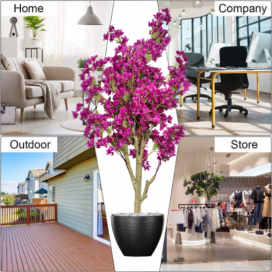 De Gardenia Artificial Bougainvillea Tree – 5.7 Feet Tall | Faux Flowering Tree with Pink Blooms for Home, Balcony & Office Décor | Indoor Outdoor UV Resistant Decorative Plant Without Pot