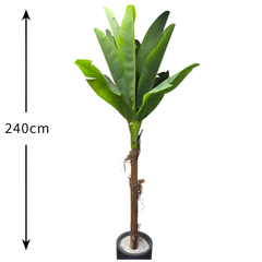 De Gardenia Banana Tree – 240 cm Tall Artificial Plant with 17 Lifelike Leaves Without Pot | Faux Tropical Greenery for Home & Office