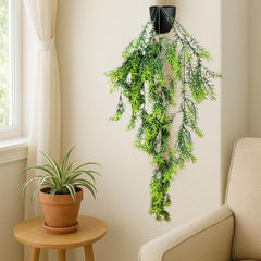 De Gardenia Artificial Hanging Plant with Basket – Realistic Green Leaves & Creepers for Home, Living Room & Wall Decoration