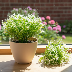 De Gardenia White Plastic Bunch – 35 cm Tall Artificial Plant | Lifelike Faux Foliage for Home, Office & Décor