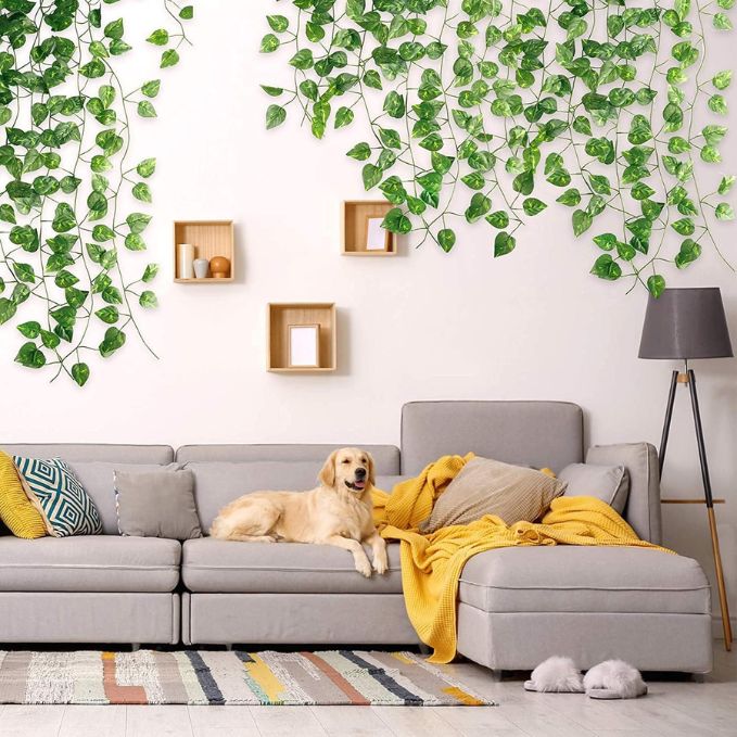 De Gardenia Artificial Ivy Garlands – 12 Pack Hanging Vine Creepers, 6.7 Ft Each with 80 Leaves per String for Home, Wall & Party Decoration