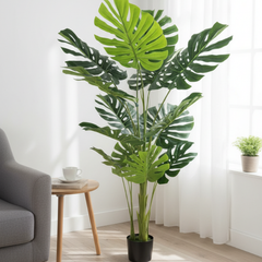 De Gardenia Monstera Plant – 150 cm Tall Artificial Plant with 15 Lifelike Leaves Without Pot | Lifelike Faux Tropical Greenery for Home & Office