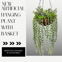 De Gardenia Artificial Hanging Plants – Fern Vine & Multicolor Flowers | Faux Greenery for Indoor, Balcony & Garden | With Plastic & Wooden Pot