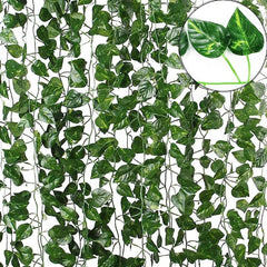 De Gardenia Artificial Ivy Garlands – 12 Pack Hanging Vine Creepers, 6.7 Ft Each with 80 Leaves per String for Home, Wall & Party Decoration