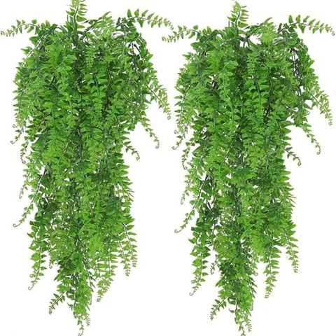 De Gardenia Artificial Hanging Fern Vine – Pack of 4 Faux Ivy Leaf Strands for Indoor & Outdoor Greenery Decor | Balcony, Garden, Living Room & Bedroom Decoration