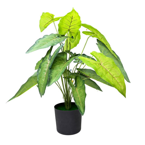 De Gardenia Green Tropicana Fairy Taro Artificial Plant with Pot – Lush Faux Potted Plant for Home, Office & Indoor Décor