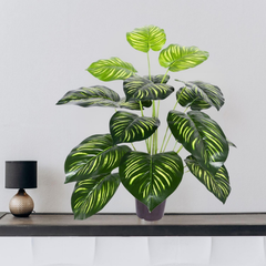 De Gardenia Large Artificial Tree – 63 cm Tall Potted Floor Plant with Dual-Shade Big Leaves | Decorative Faux Tree for Home, Office & Indoor Garden (12 Leaves)