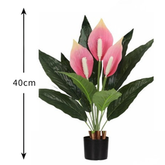 De Gardenia Artificial Peach Lily – Pink Faux Flower Plant Without Pot | 40CM Decorative Floral Stem for Home, Office & Event Décor