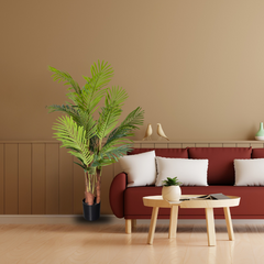 De Gardenia 150 cm Artificial Areca Palm Tree with Tall Black Planter – Indoor Decorative Faux Plant for Home & Office