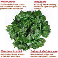 De Gardenia Artificial Ivy Garlands – 12 Pack Hanging Vine Creepers, 6.7 Ft Each with 80 Leaves per String for Home, Wall & Party Decoration