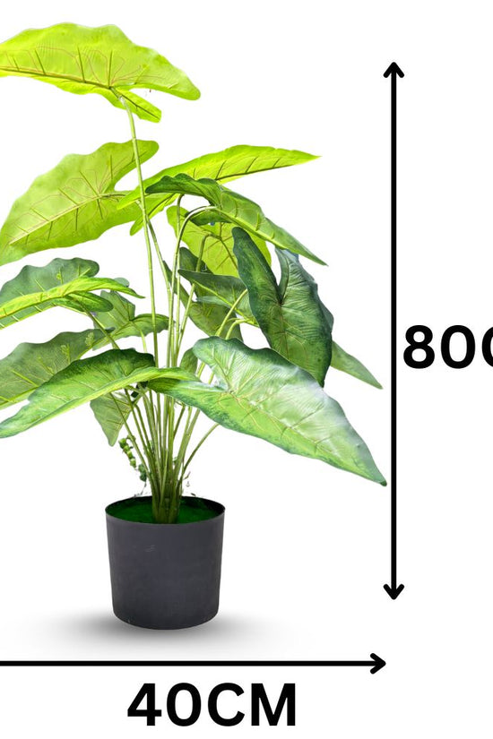 De Gardenia Green Tropicana Fairy Taro Artificial Plant with Pot – Lush Faux Potted Plant for Home, Office & Indoor Décor