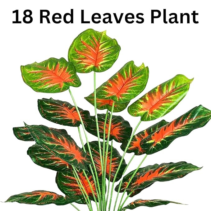 De Gardenia Artificial Money Plant with Pot – 55 cm Tall Faux Green Plant with 18 Tropical Palm Leaves | Indoor Decorative Monstera for Home & Office