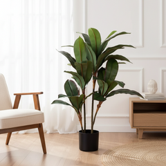 De Gardenia 90CM Artificial Red-Green Dracaena Plant with Pot (X4 Stems) – Lifelike Decorative Plant for Home, Office & Indoor Décor