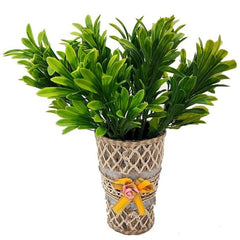 De Gardenia 30CM Artificial Euphorbia Plant – 2 Stems (No Vase), Realistic Green Plastic Plant for Home, Office & Table Décor