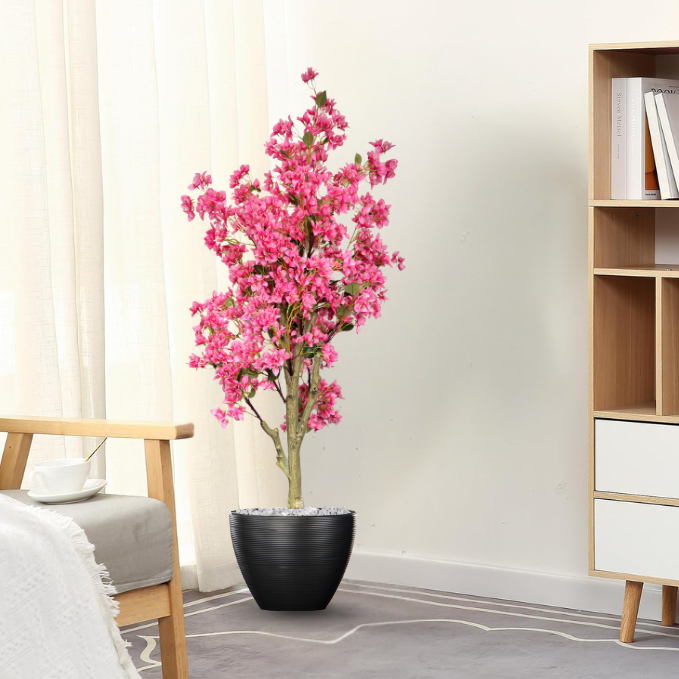 De Gardenia Artificial Bougainvillea Tree – 5.7 Feet Tall | Faux Flowering Tree with Pink Blooms for Home, Balcony & Office Décor | Indoor Outdoor UV Resistant Decorative Plant Without Pot