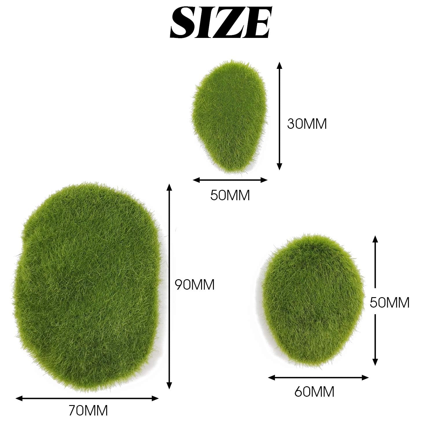De Gardenia Artificial Moss Rocks – 24 PCS in 3 Sizes | Green Moss Balls & Decorative Stones for Fairy Gardens, Crafts & Floral Decor