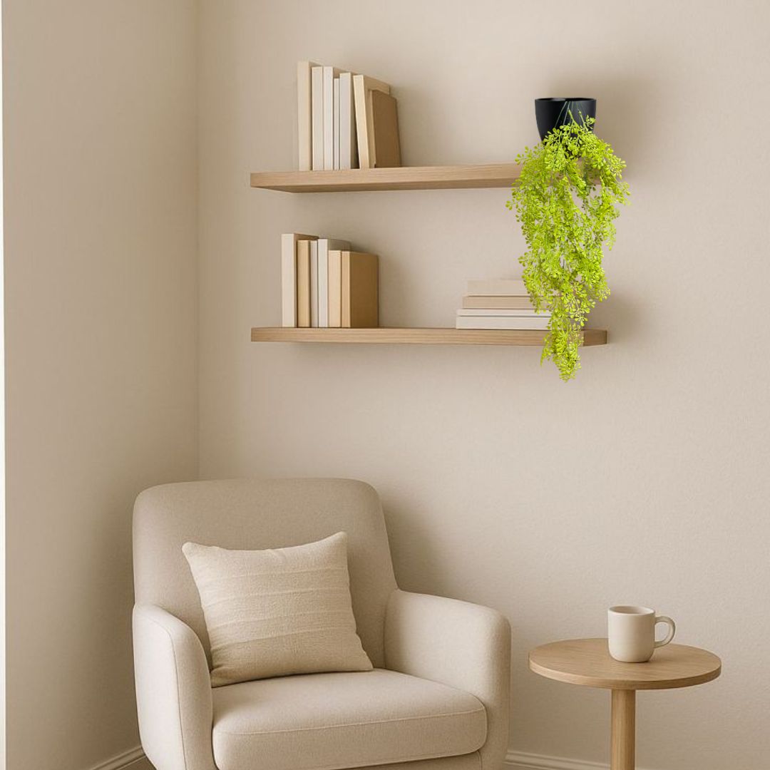 De Gardenia Artificial Hanging Plant with Basket – Realistic Green Leaves & Creepers for Home, Living Room & Wall Decoration