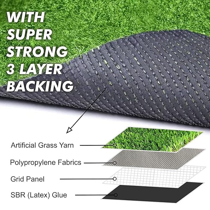 De Gardenia 35MM Artificial Grass Carpet – 6.6 × 9 ft | Large Size Turf Mat for Balcony, Garden & Indoor Use | Waterproof & Skin Friendly