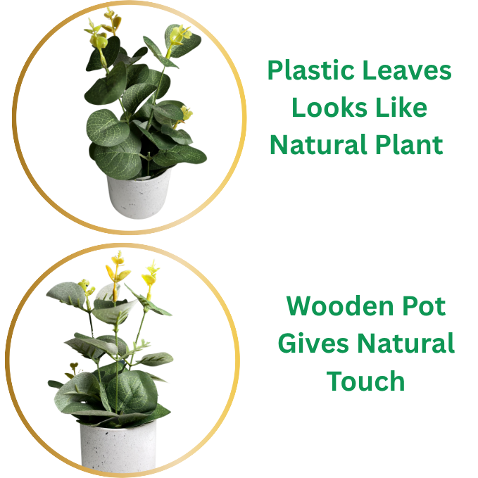 De Gardenia Artificial Rubber Plant – Small Faux Potted Plant for Tabletop, Home, Bathroom & Office Décor | Indoor Decorative Greenery
