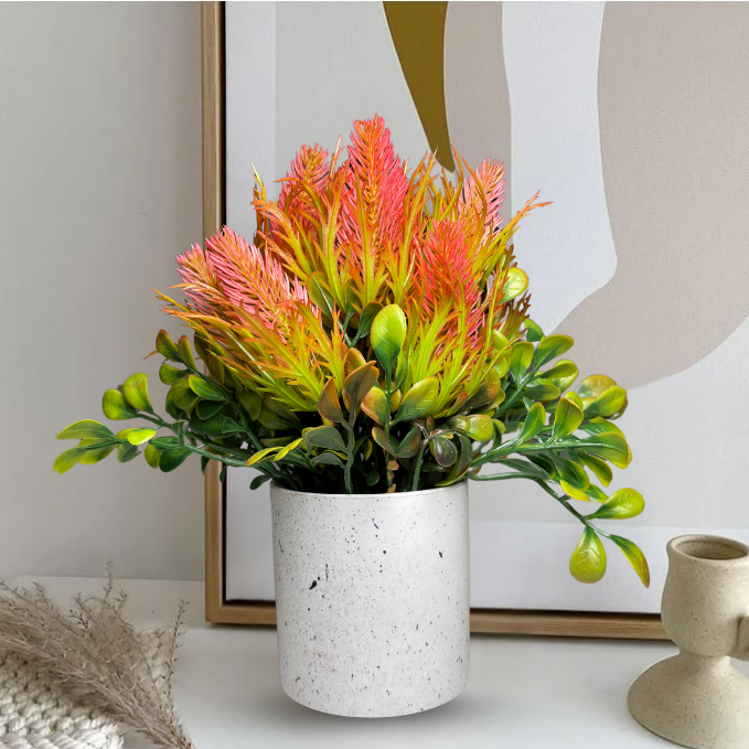 De Gardenia Artificial Rubber Plant – Small Faux Potted Plant for Tabletop, Home, Bathroom & Office Décor | Indoor Decorative Greenery
