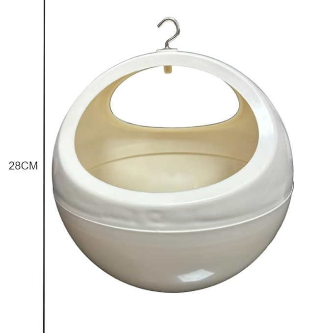 De Gardenia Round Hanging Planters with Metal Chain | White Crystal Plastic Flower Pots for Home, Garden & Balcony | Stylish Indoor & Outdoor Hanging Baskets – Pack of 4, 5 & 6