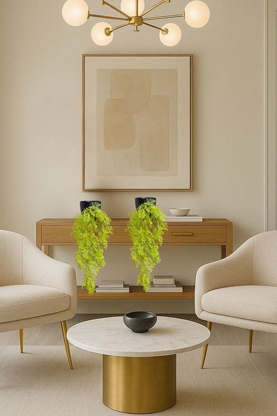 De Gardenia Artificial Hanging Plant with Basket – Realistic Green Leaves & Creepers for Home, Living Room & Wall Decoration