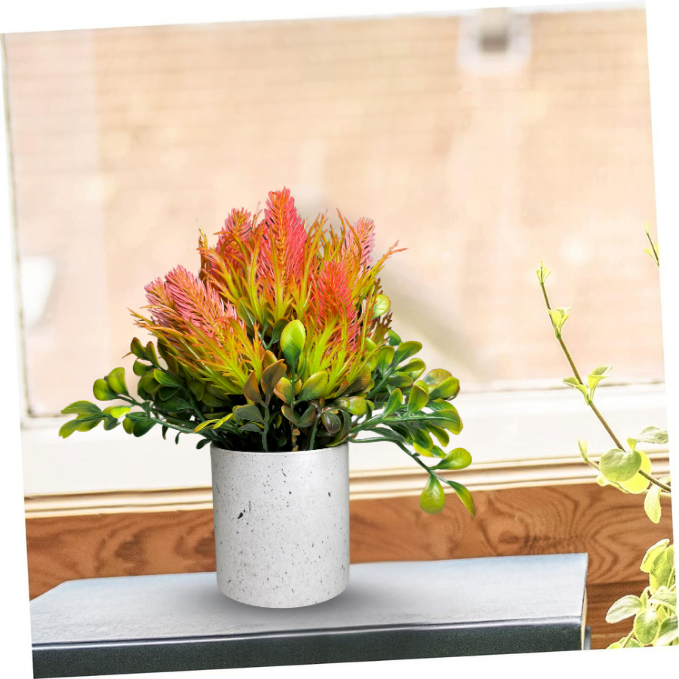 De Gardenia Artificial Rubber Plant – Small Faux Potted Plant for Tabletop, Home, Bathroom & Office Décor | Indoor Decorative Greenery