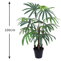 De Gardenia 100CM Artificial Rhapis Palm 10 Leaves with Pot – Lifelike Decorative Tropical Plant for Home & Office